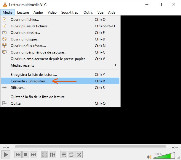 VLC -> Média -> Convertir/Enregistrer